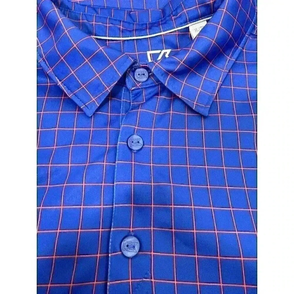 Cutter & Buck CB DryTec Mens Polo Golf Shirt XL Sapphire Blue Orange Custom Embr - Picture 4 of 10